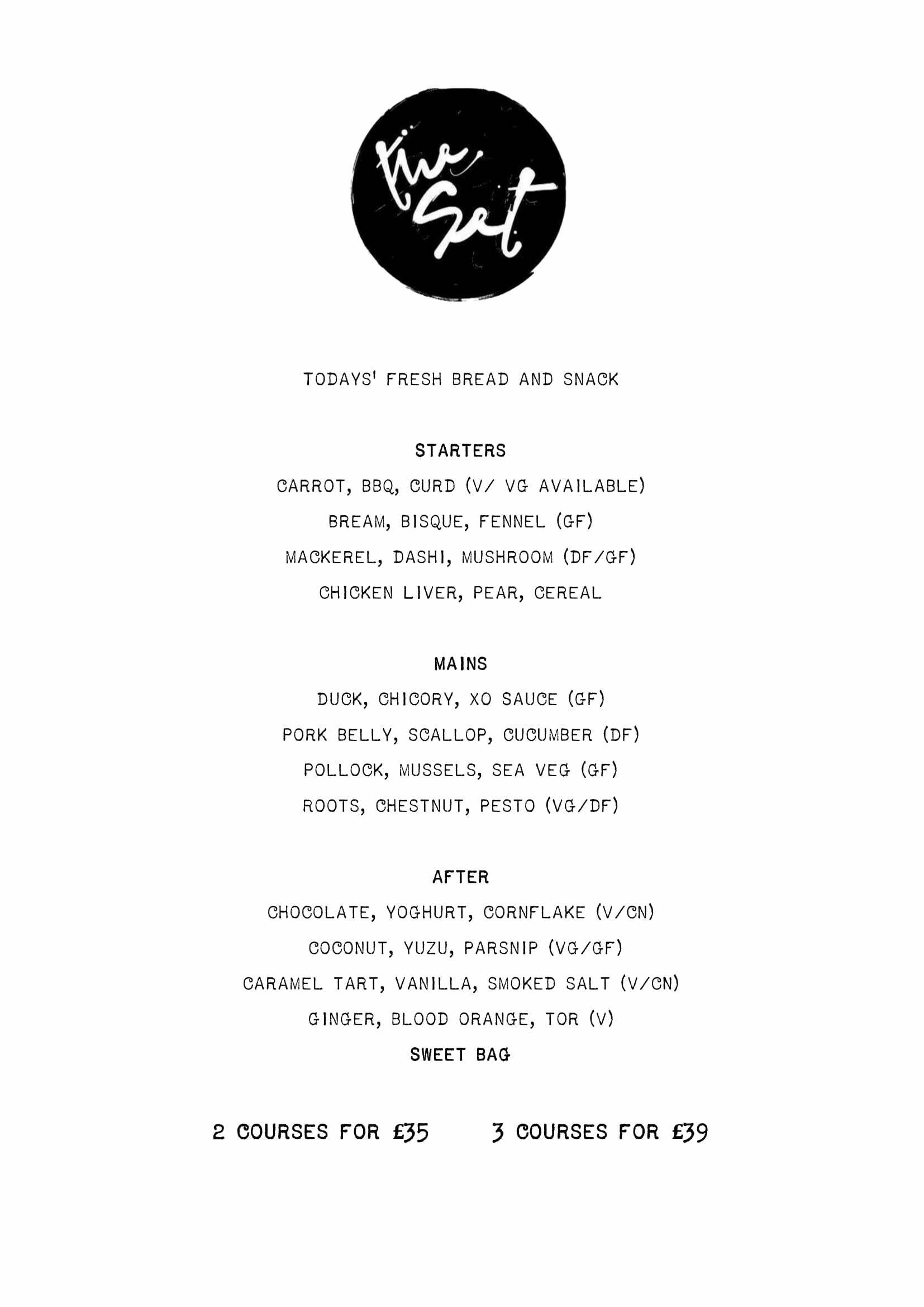 Set Menu 1